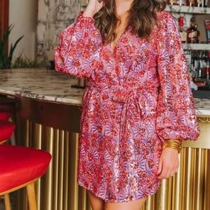 Buddy Love Sequin Wrap Dress - Pink - Era’s Tour
